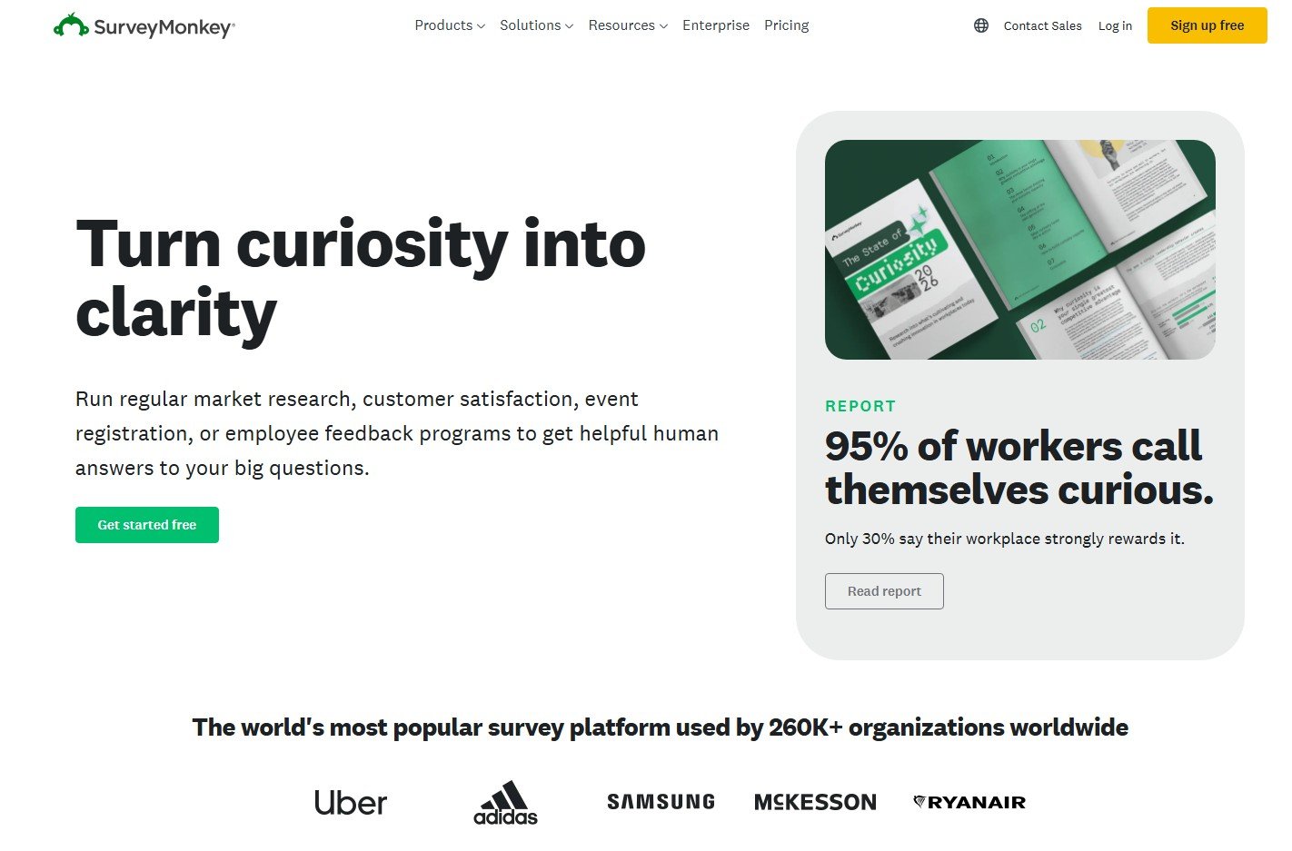 SurveyMonkey survey tool homepage