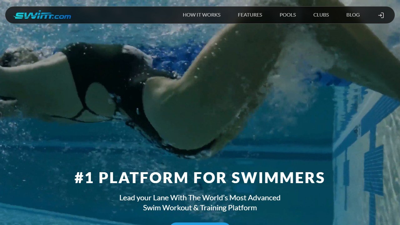 Swim.com tracking app homepage