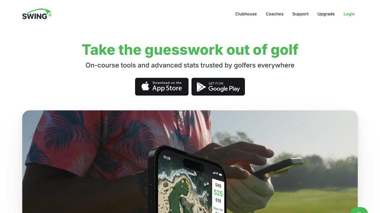 SwingU golf app homepage
