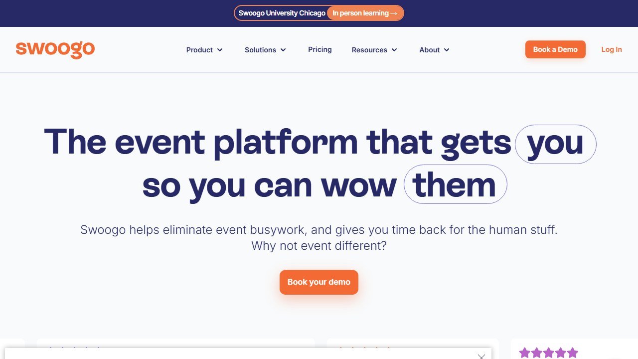 Swoogo event management homepage