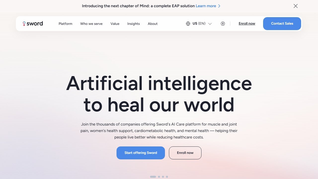 Sword Health digital PT homepage