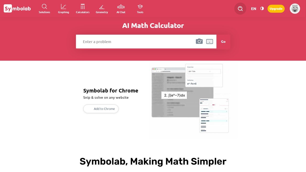 Symbolab homepage