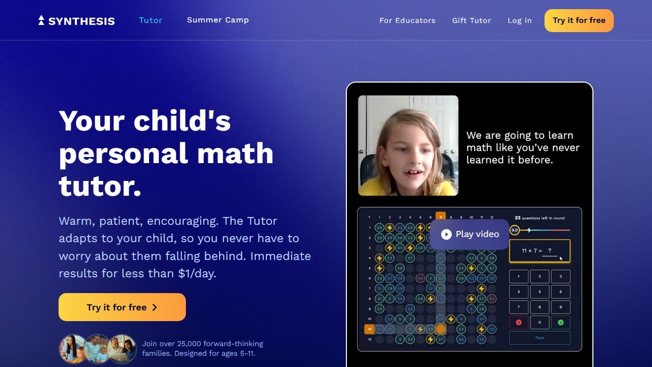 Synthesis Tutor homepage