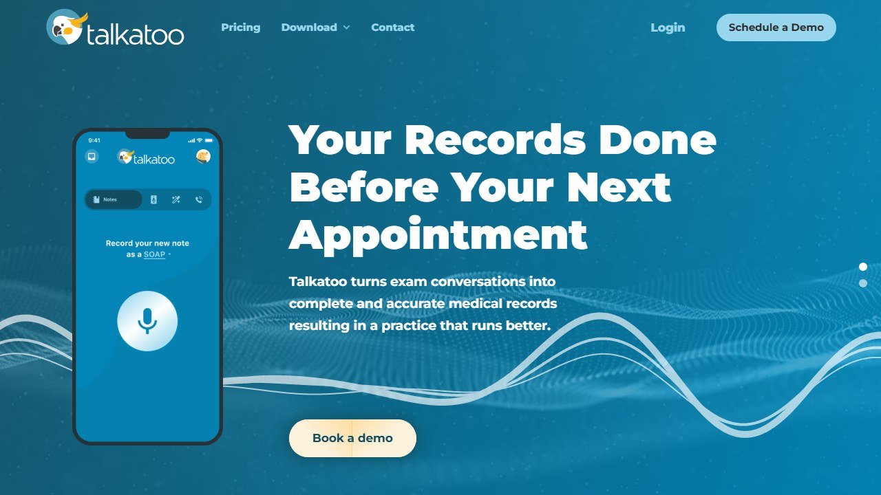 Talkatoo veterinary dictation homepage