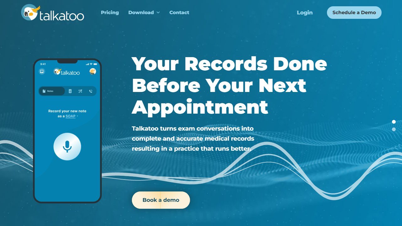 Talkatoo veterinary dictation homepage