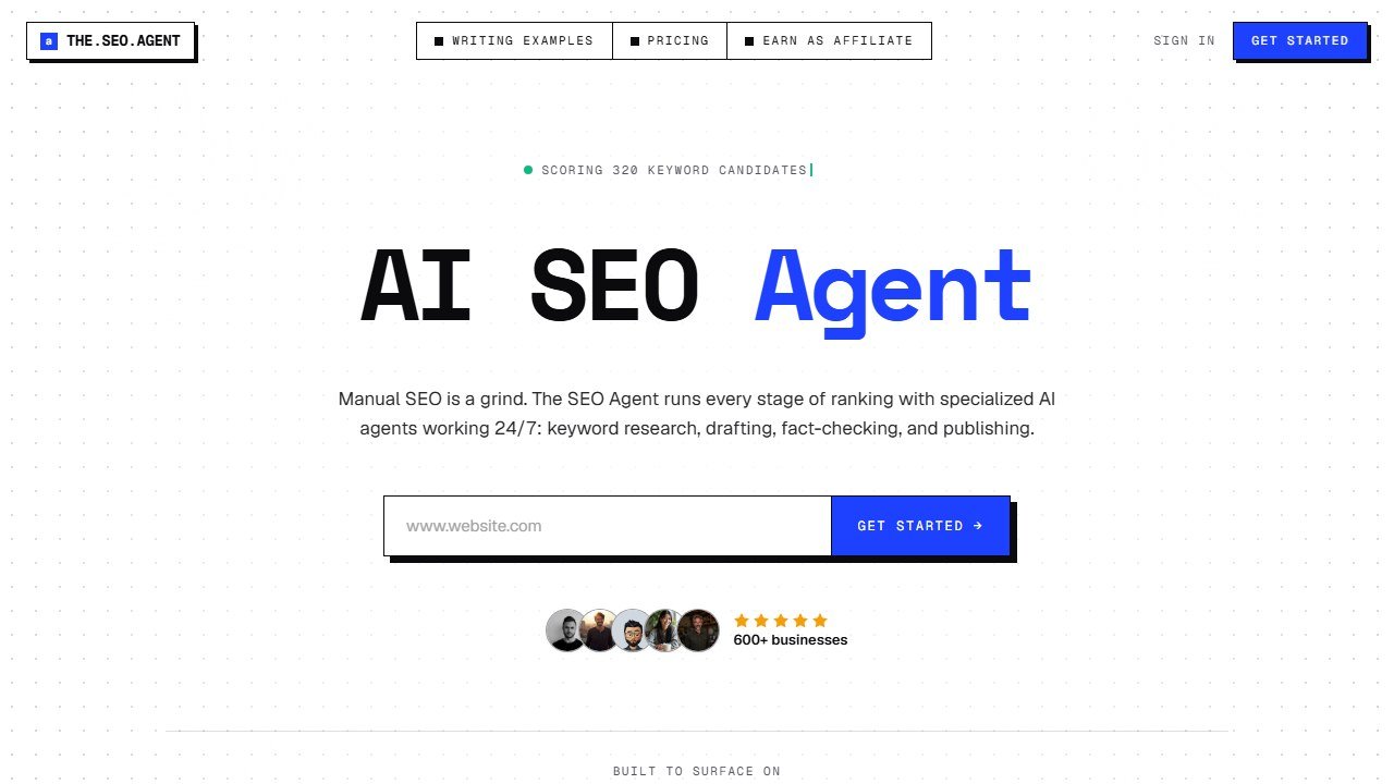 The SEO Agent content planner dashboard showing scheduled AI articles