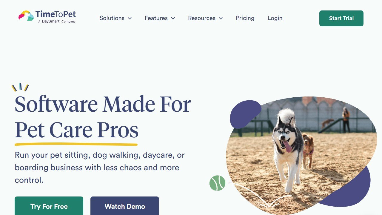 Time To Pet pet-care software homepage