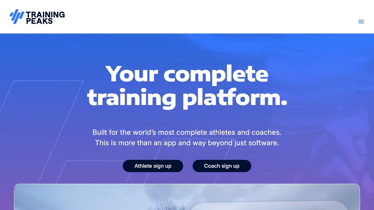 TrainingPeaks homepage