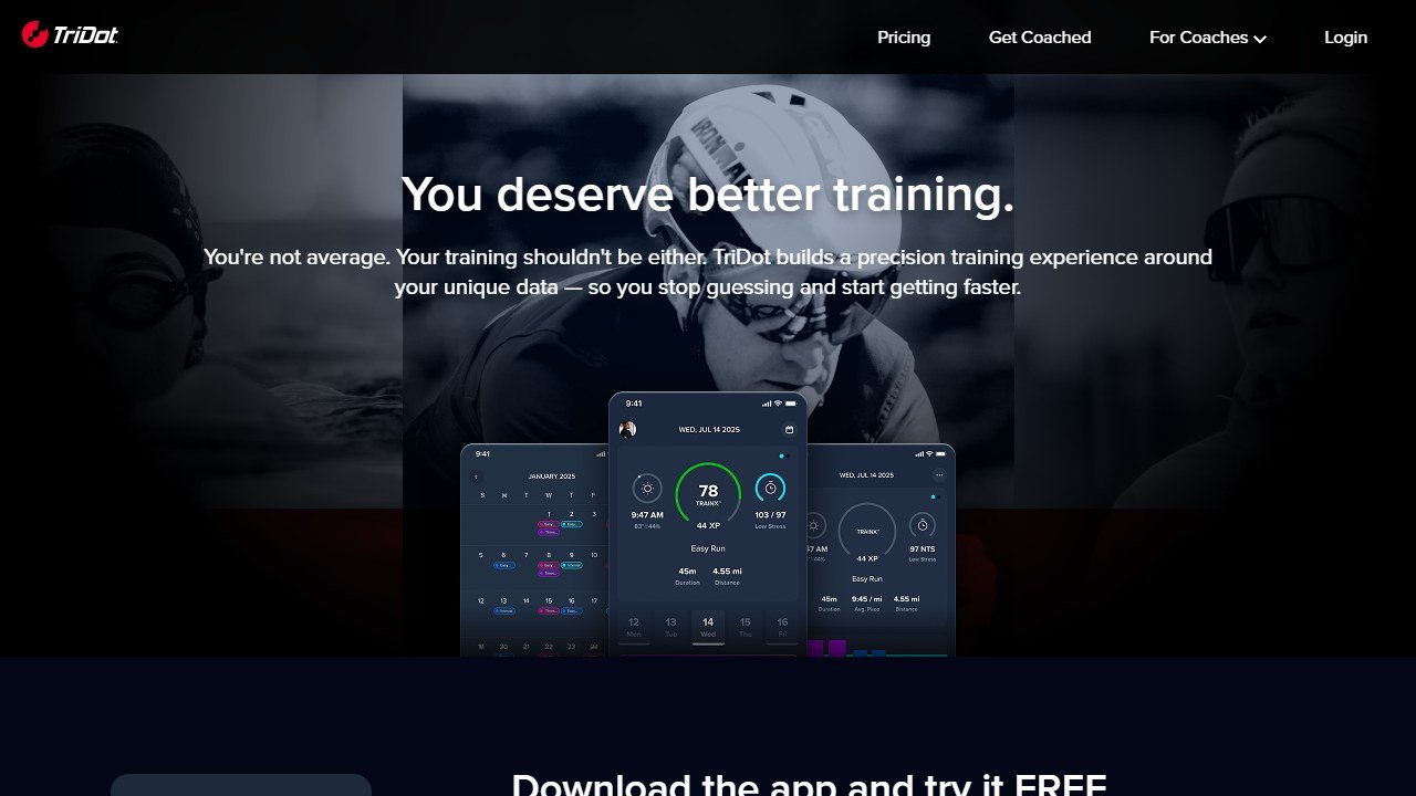 TriDot triathlon training homepage