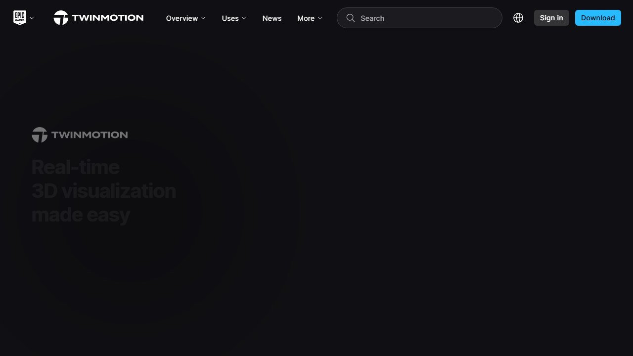 Twinmotion architectural visualization homepage