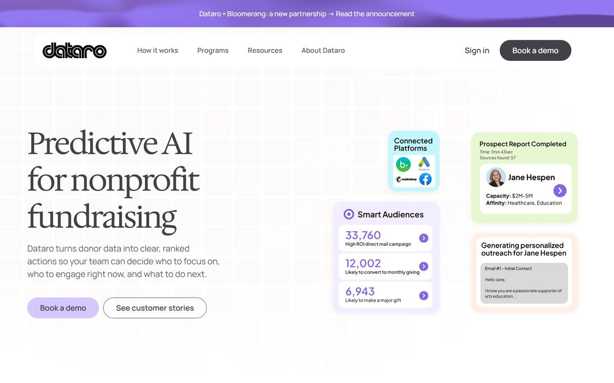 Dataro homepage