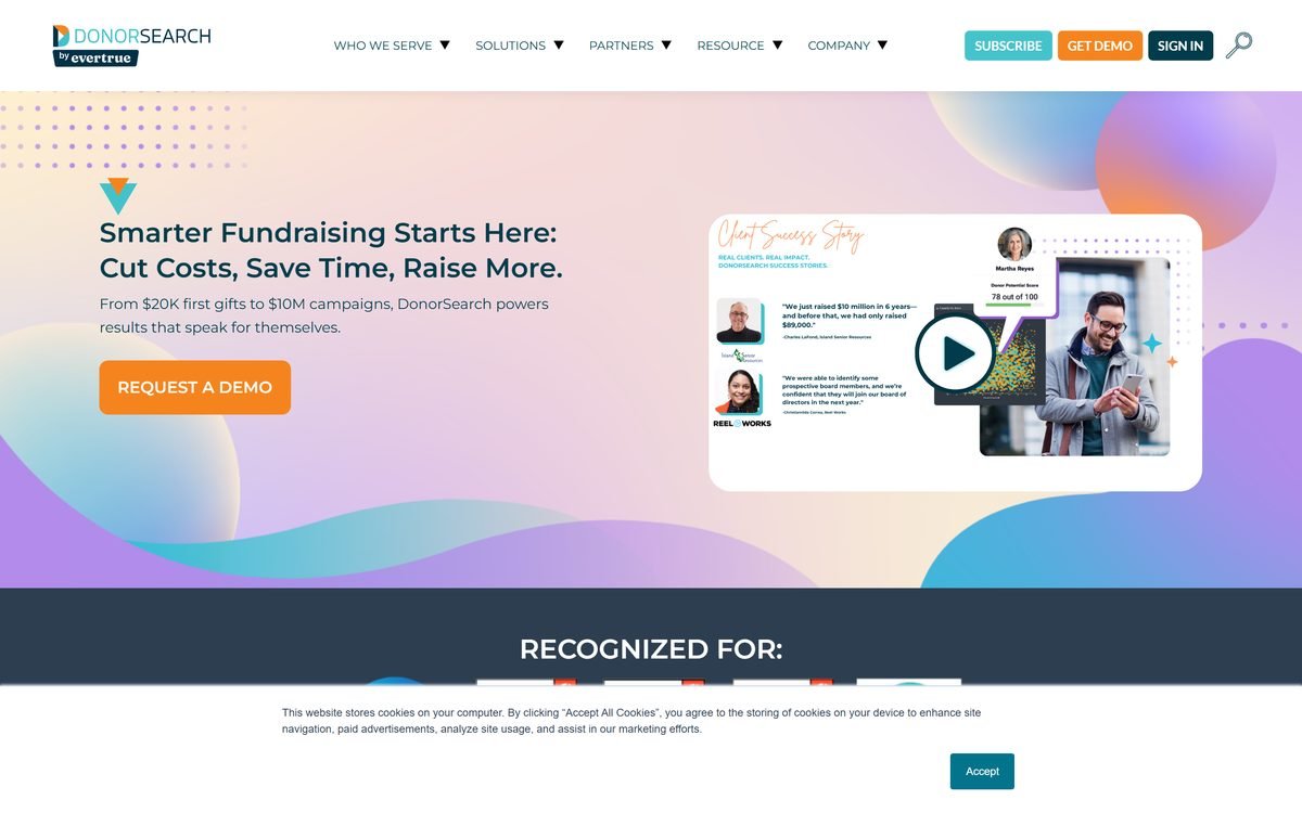 DonorSearch homepage