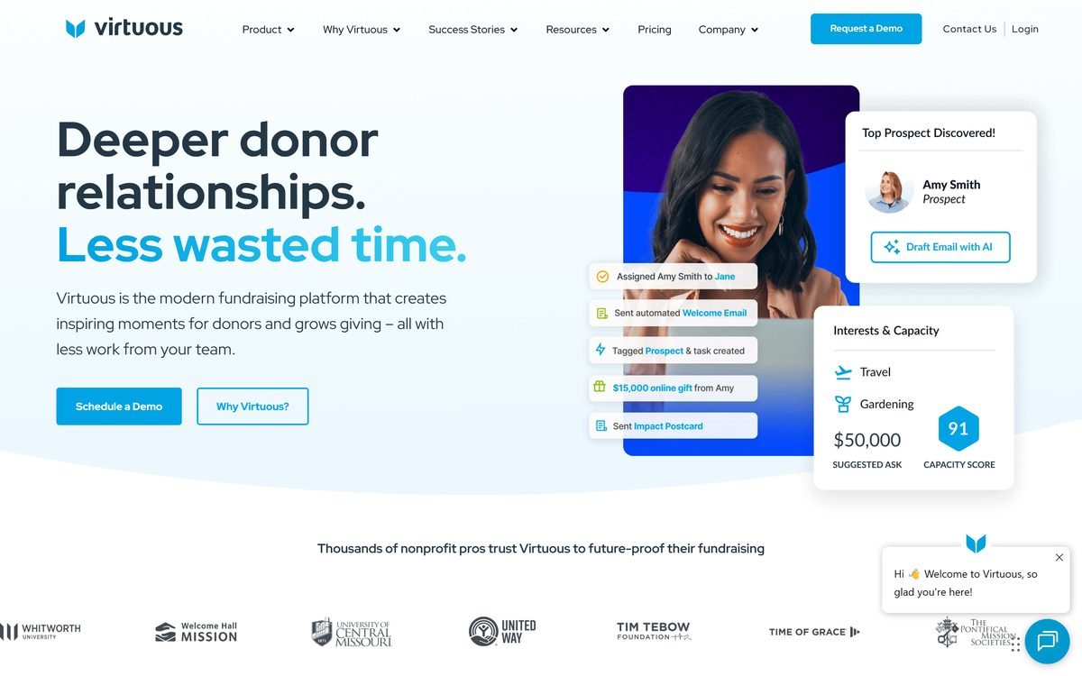 Virtuous homepage
