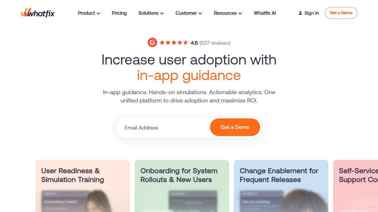 Whatfix homepage