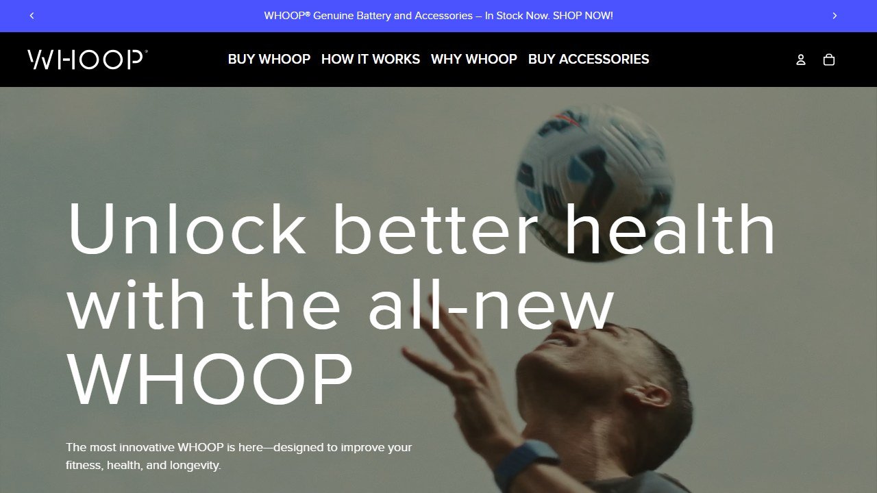WHOOP recovery wearable homepage