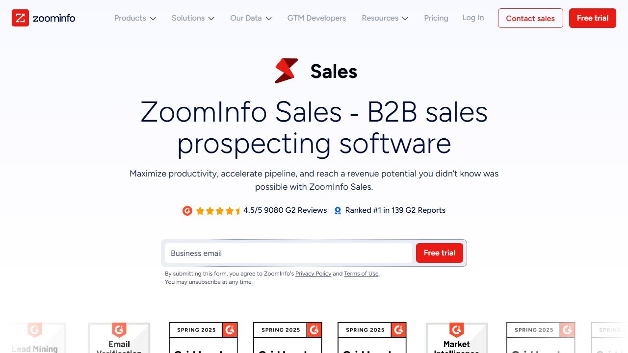 ZoomInfo homepage