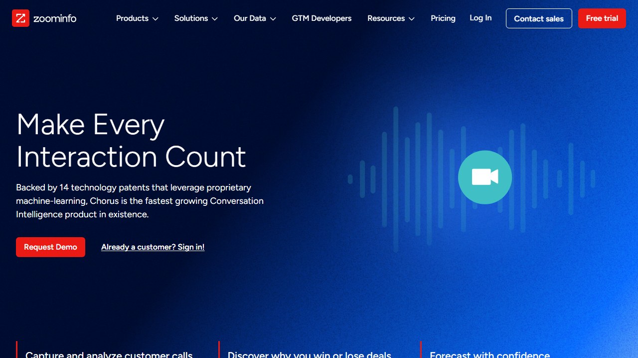 Chorus by ZoomInfo homepage