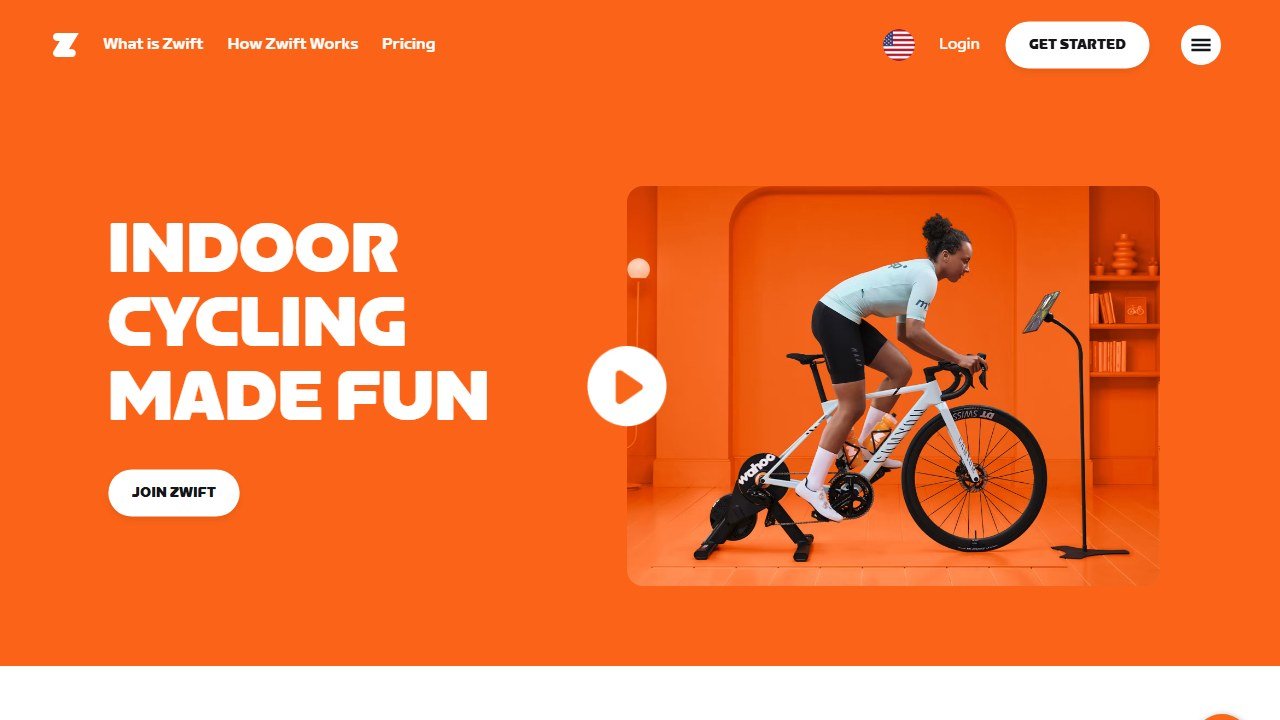 Zwift indoor cycling homepage