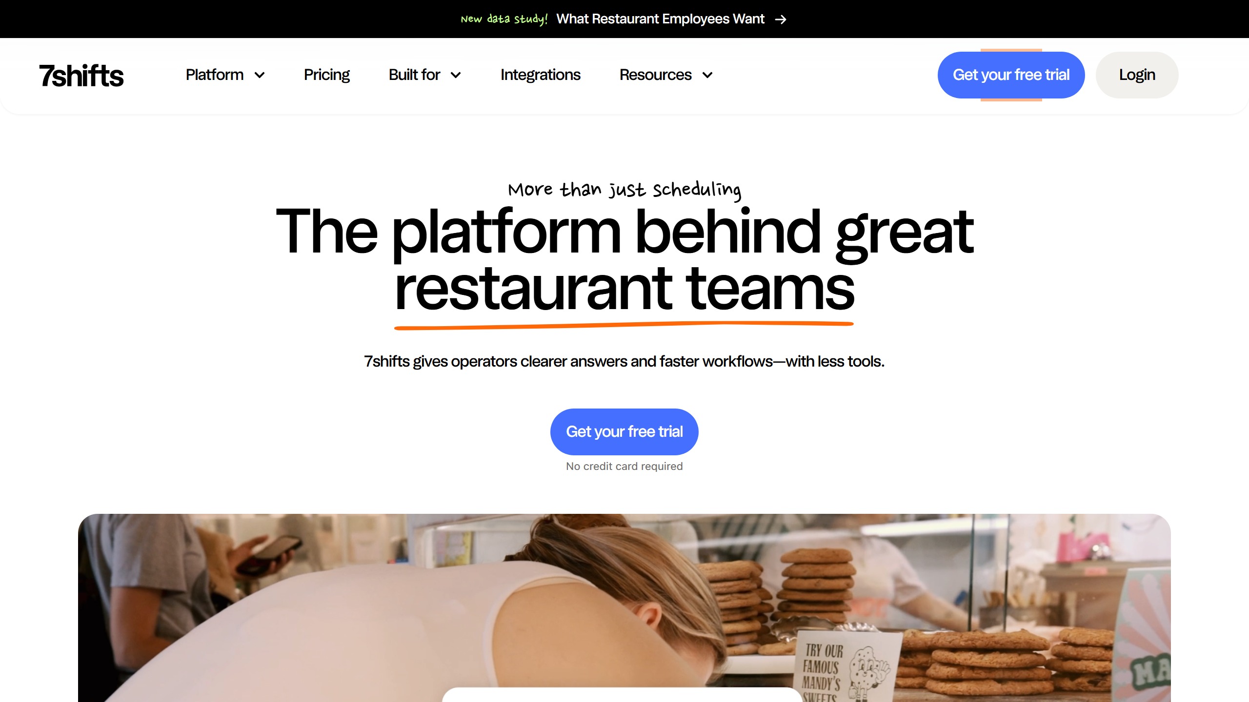 7shifts homepage: restaurant scheduling and team management platform