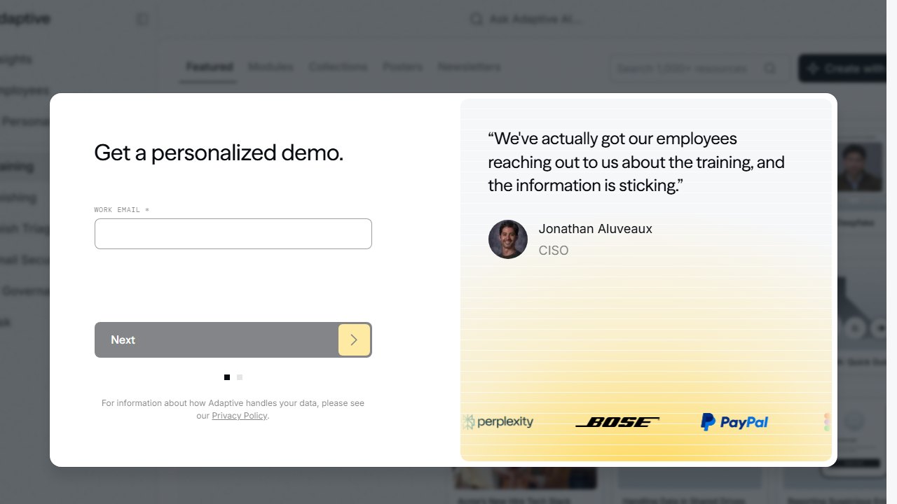 Adaptive Security homepage