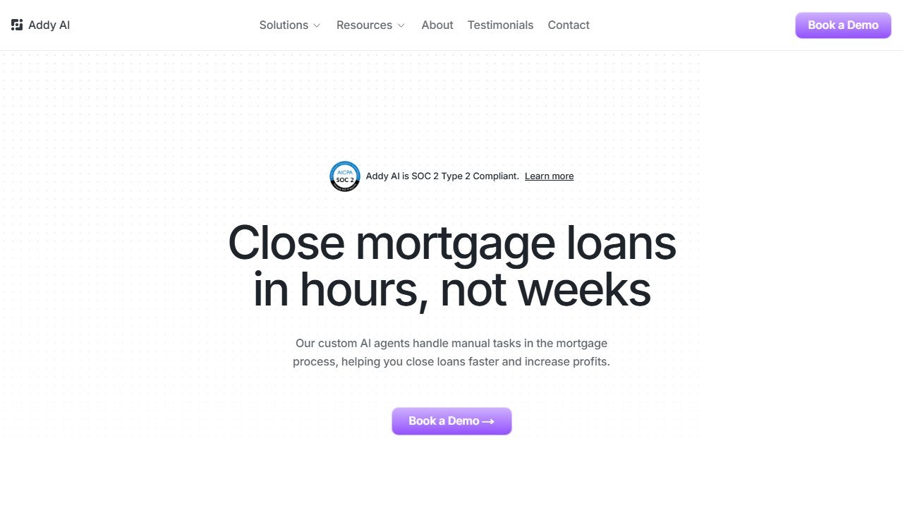 Addy AI homepage