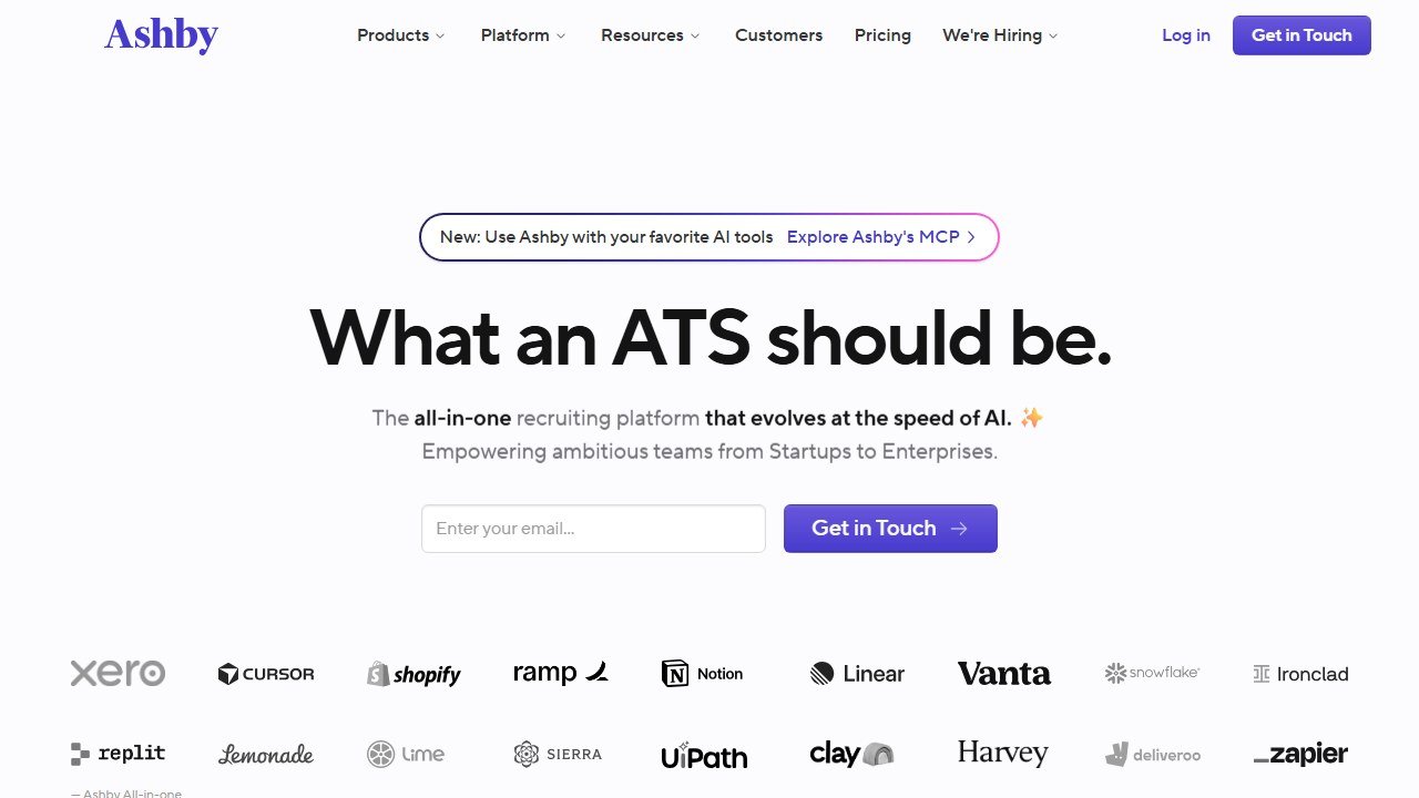 Ashby all-in-one recruiting platform homepage