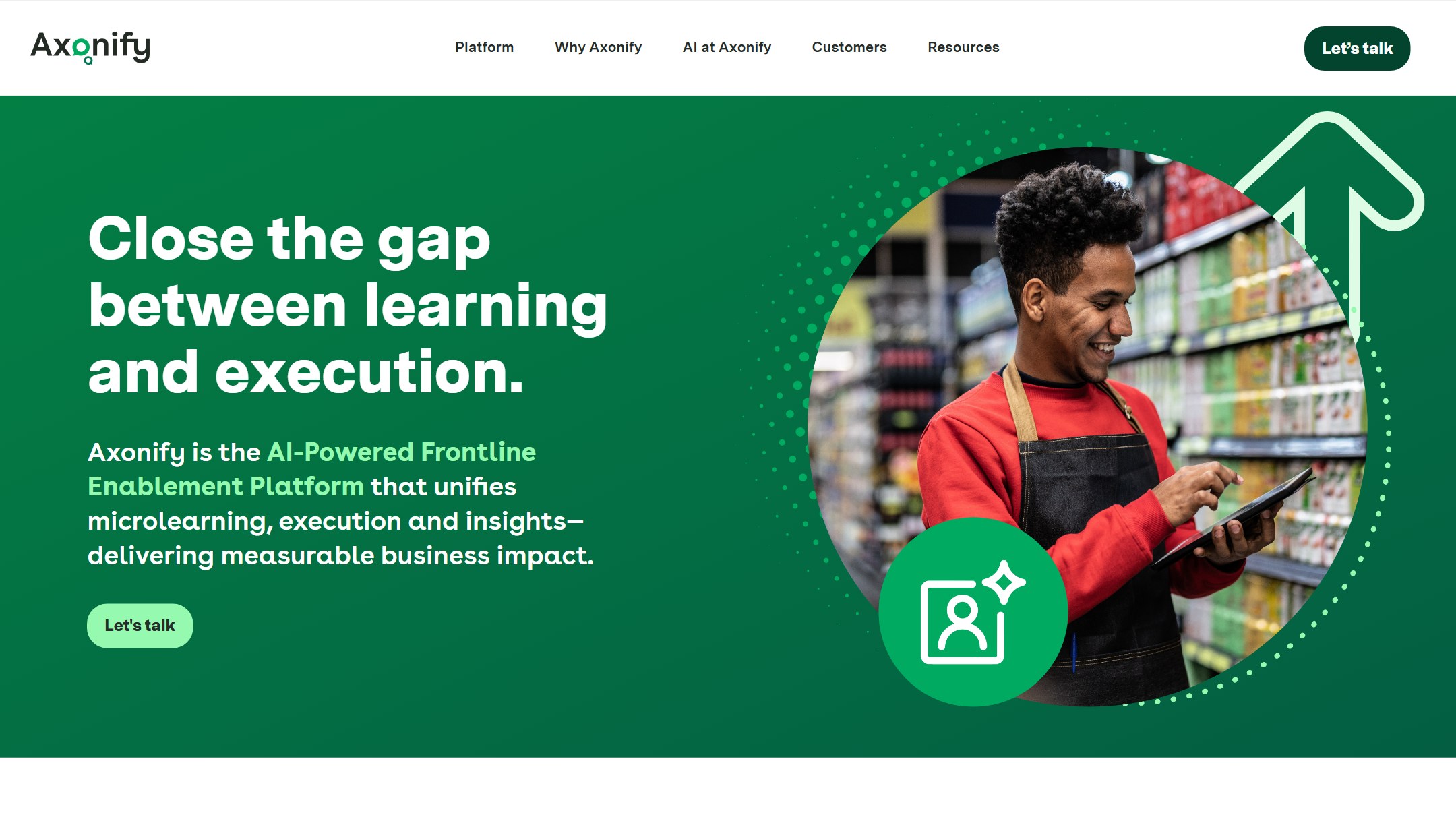 Axonify frontline training platform homepage