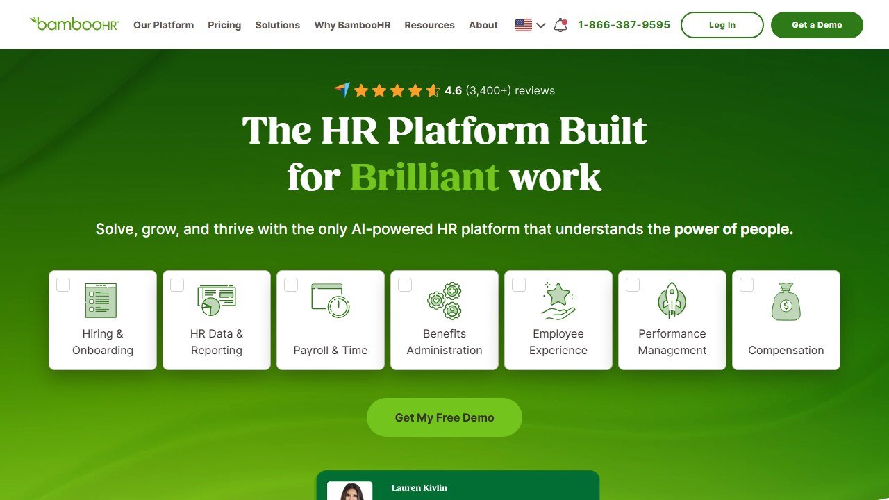 BambooHR HR platform with built-in ATS homepage