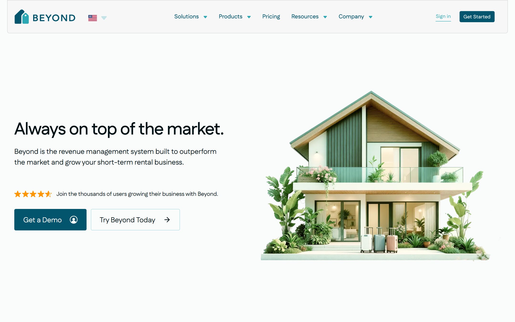 Beyond homepage showing dynamic pricing and revenue management for short-term rentals