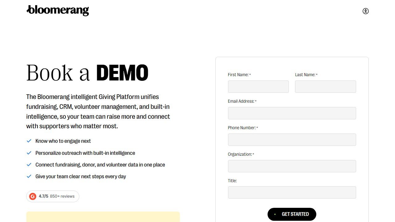 Bloomerang Fundraising homepage