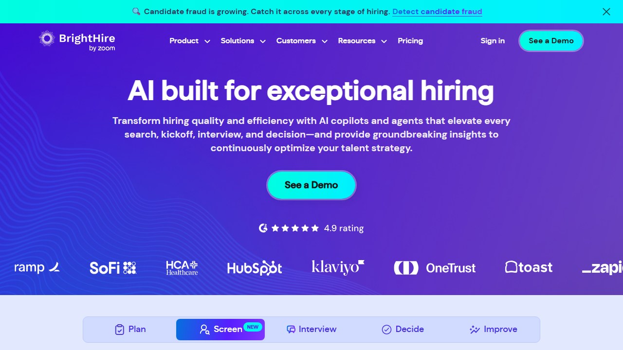 BrightHire interview intelligence platform homepage