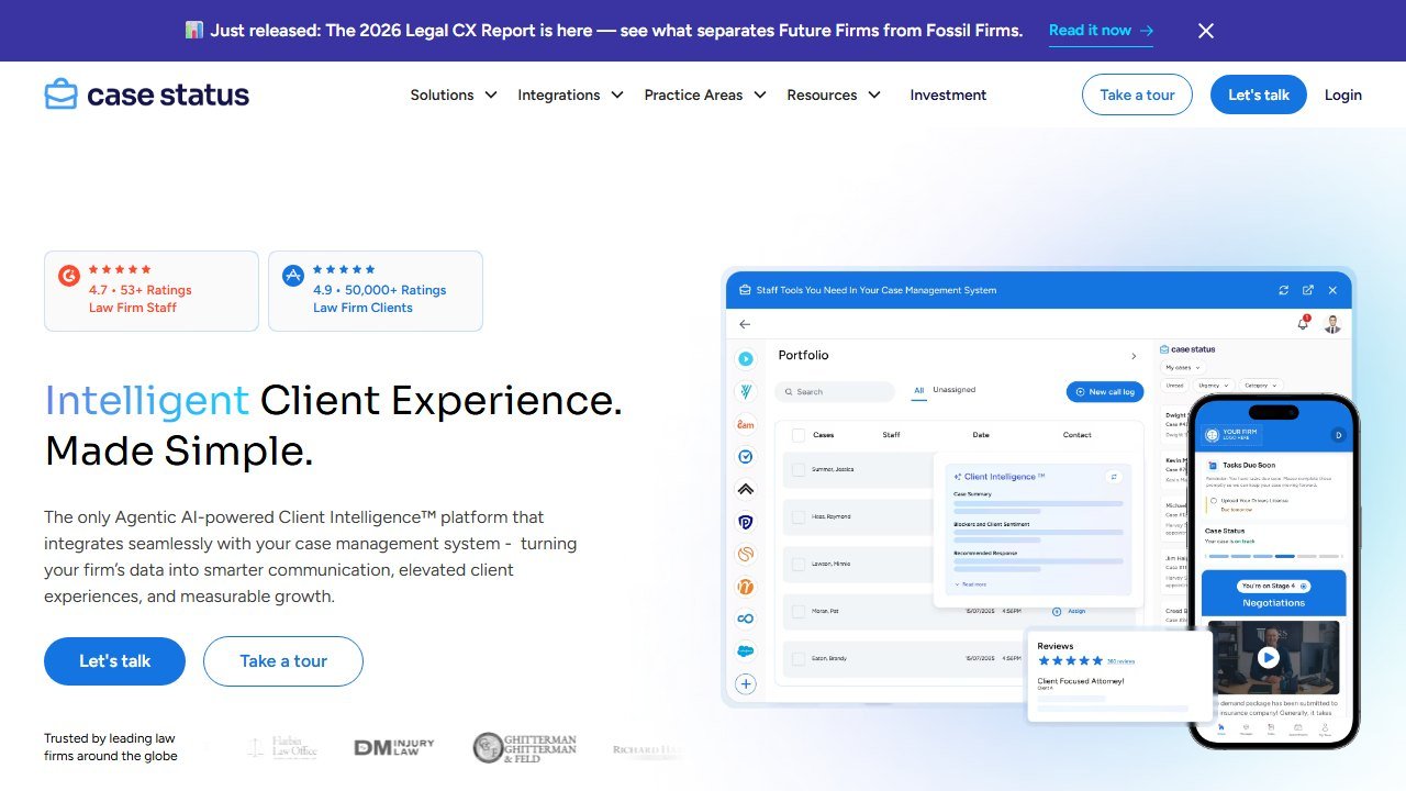 Case Status homepage