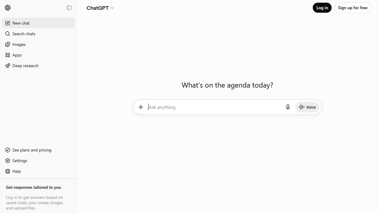 ChatGPT homepage