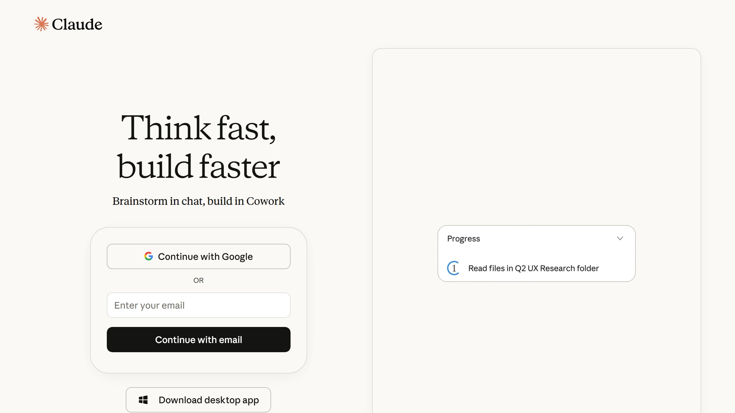 Claude homepage showing its AI assistant for long-form writing