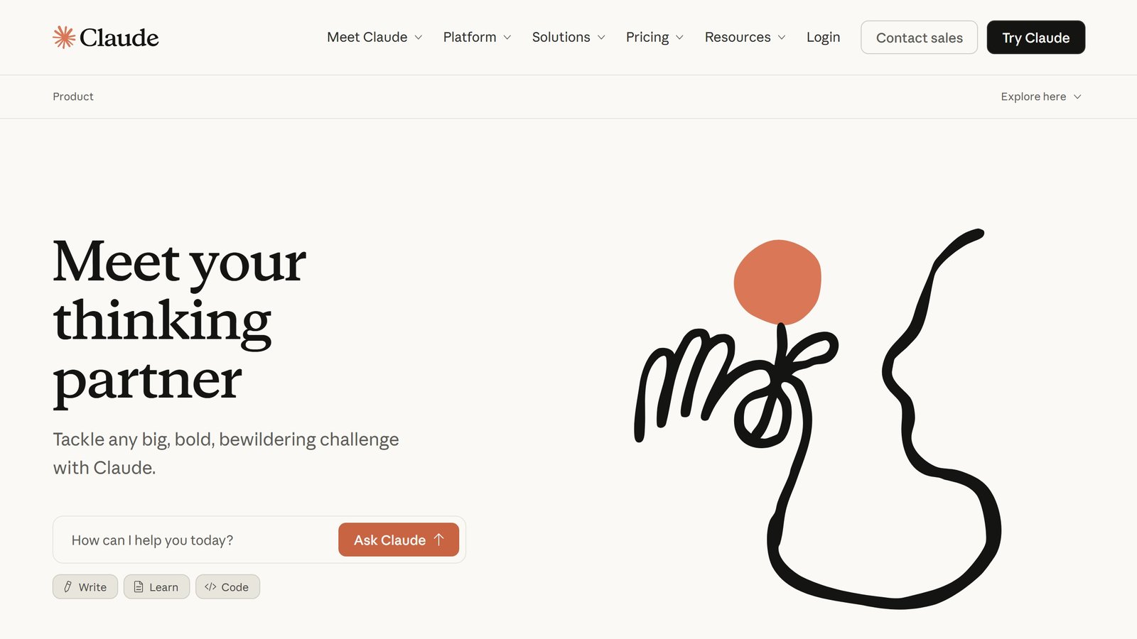 Claude AI homepage (claude.ai)