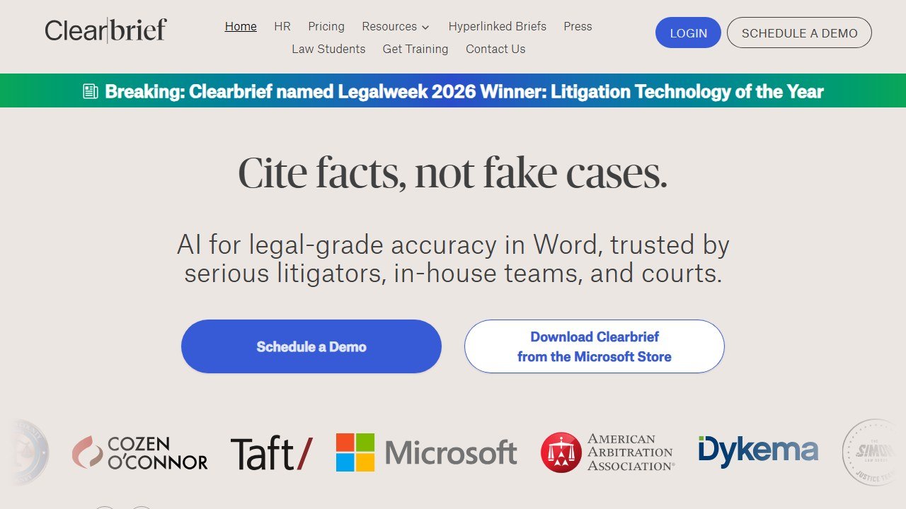 Clearbrief citation checking and brief verification homepage