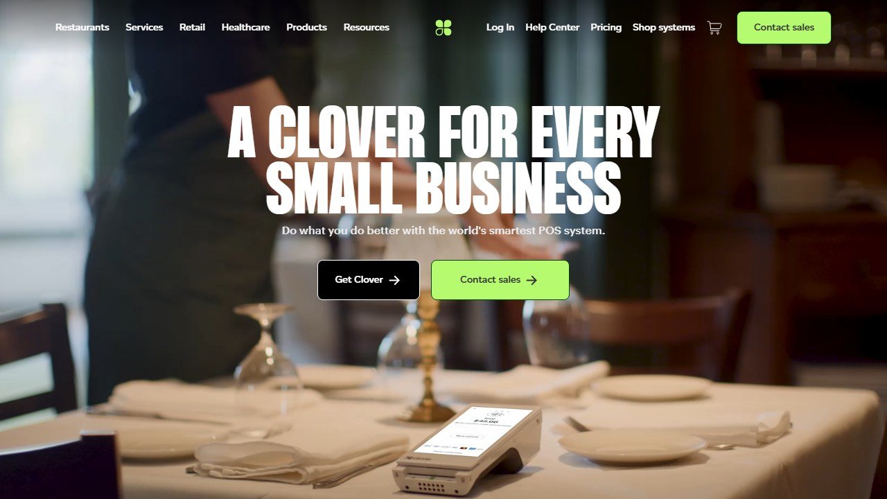 Clover POS system homepage