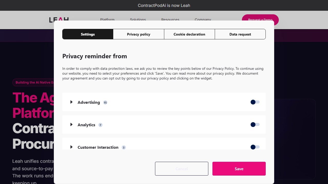 ContractPodAi homepage