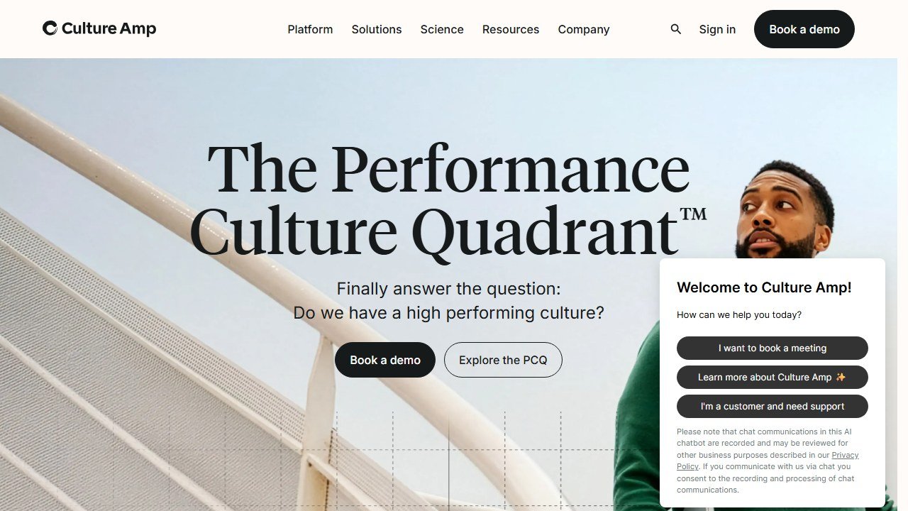 Culture Amp employee engagement and analytics platform homepage