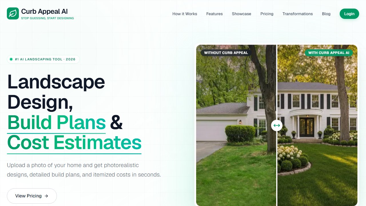 Curb Appeal AI AI garden design homepage screenshot