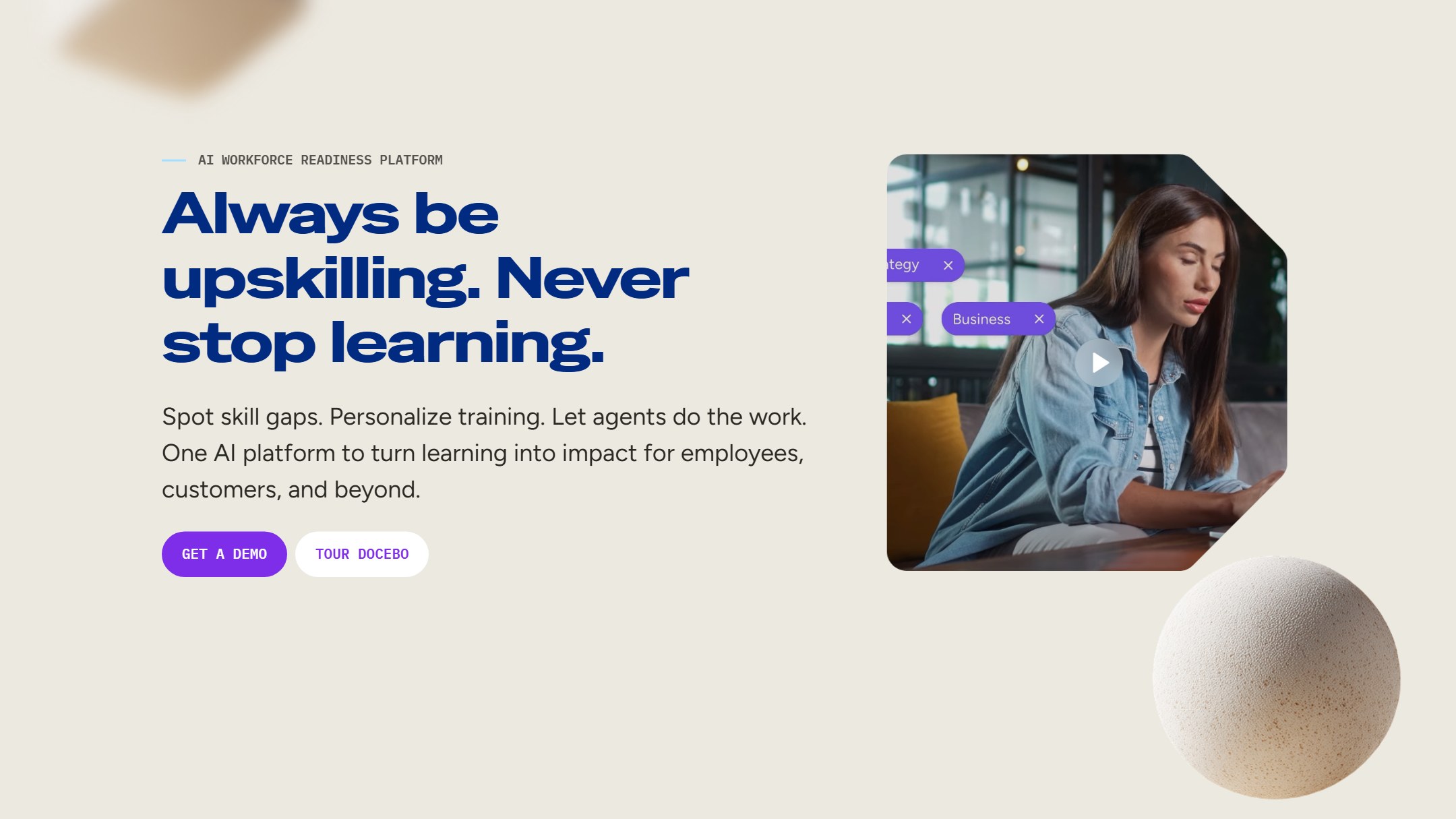 Docebo AI learning platform homepage