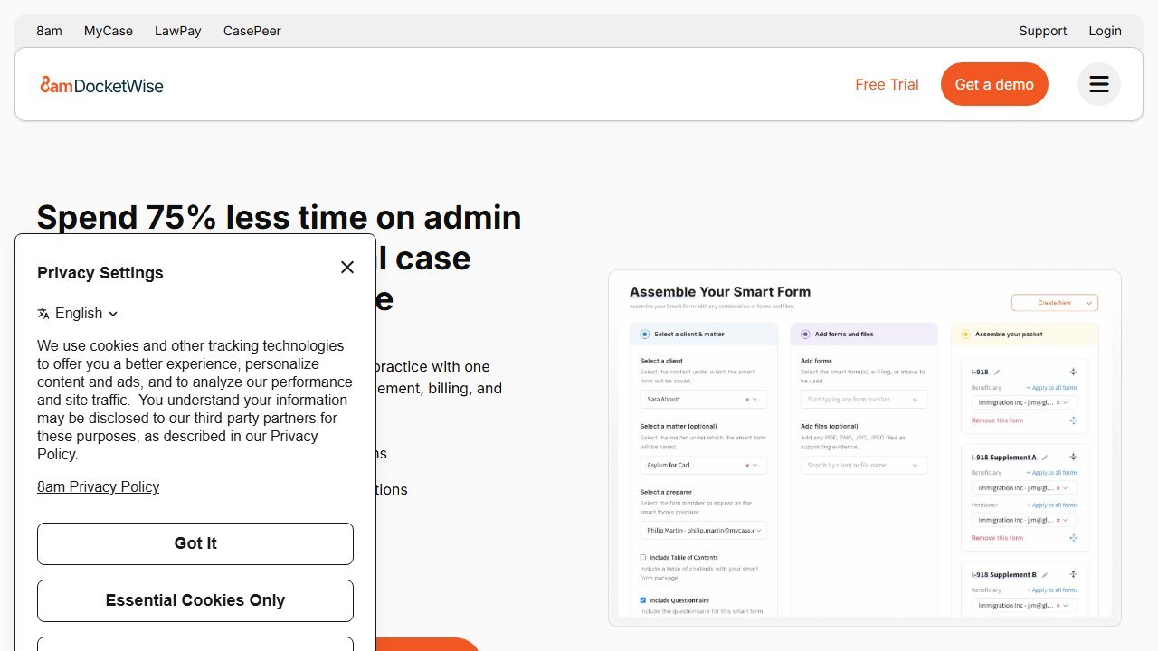 Docketwise homepage