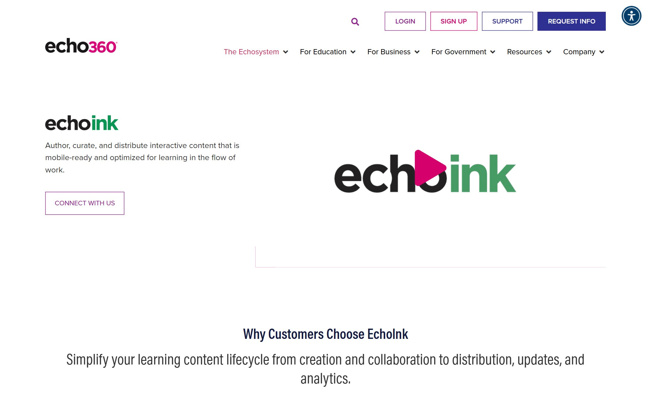 Echo360 EchoInk course authoring page