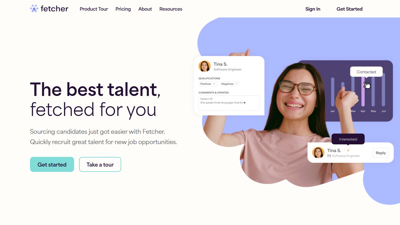 Fetcher automated candidate sourcing platform homepage