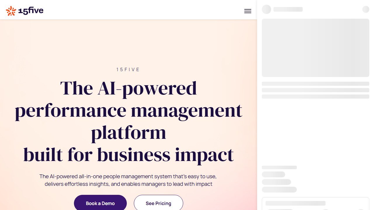 15Five continuous performance management platform homepage