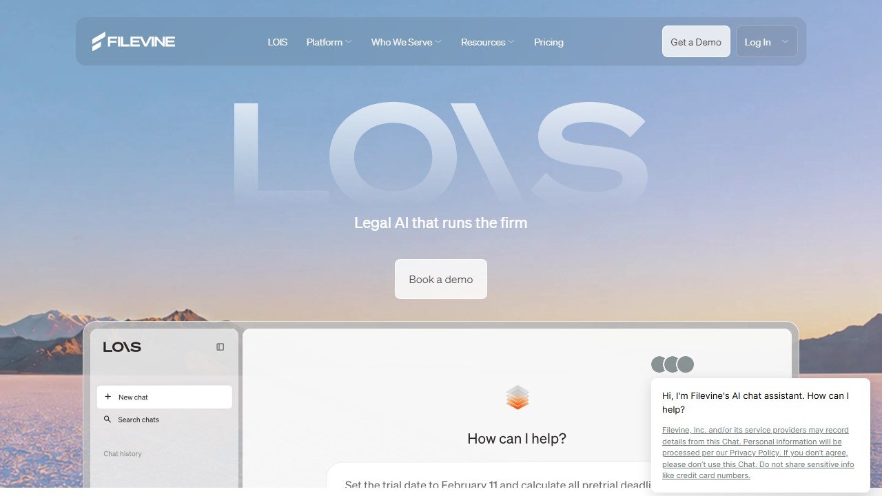 Filevine legal case management platform homepage