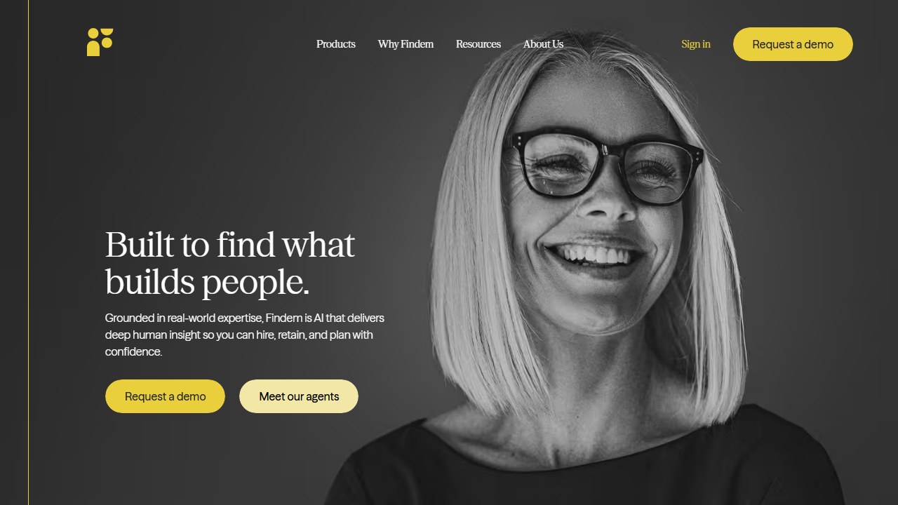 Findem talent data and AI sourcing platform homepage