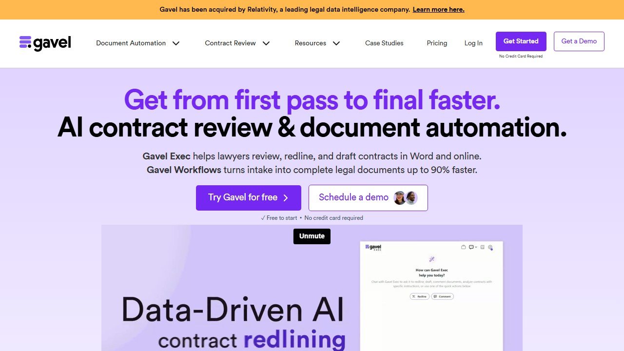 Gavel no-code legal document automation homepage