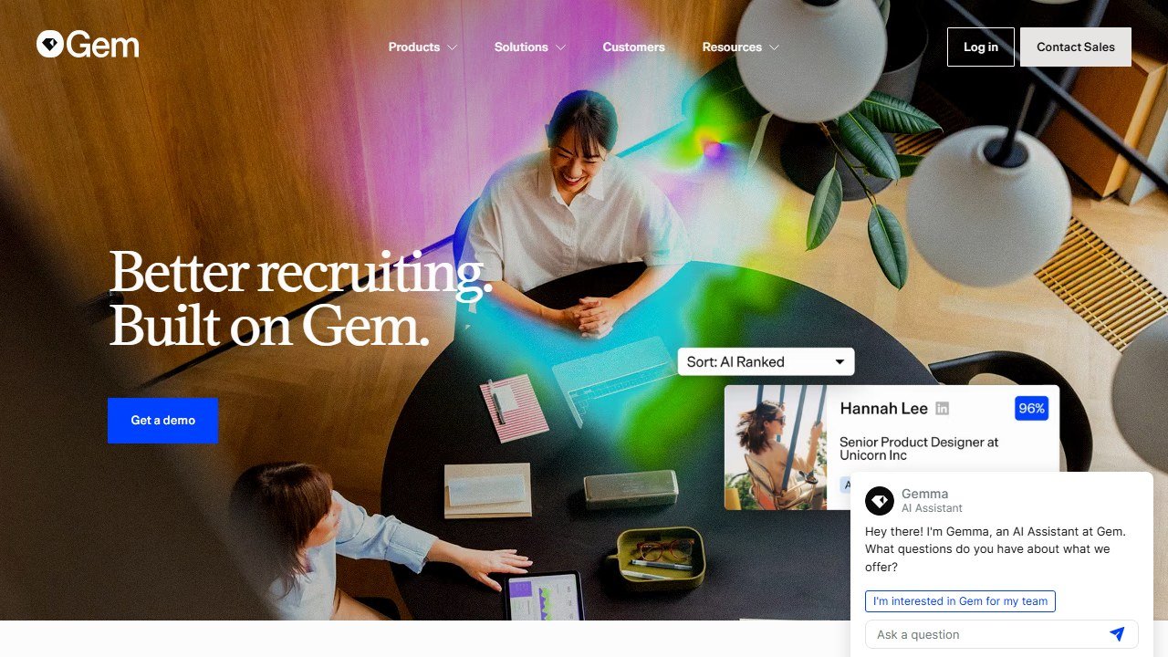 Gem AI-first recruiting platform homepage