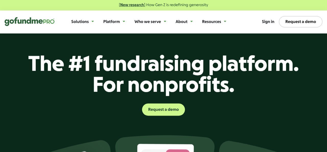 GoFundMe Pro homepage